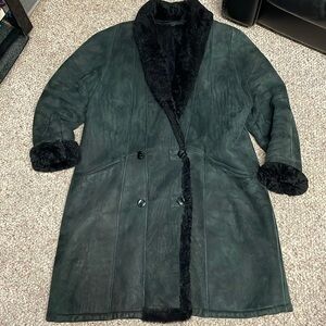 Vintage 100% sherling double breasted leather coat